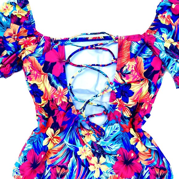 NWOT Shein floral one piece swimsuit/bodysuit XL - Picture 6 of 8